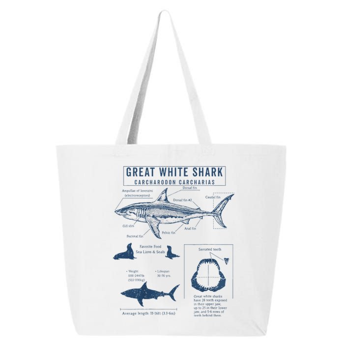 Great White Shark Anatomy  Marine Biologist 25L Jumbo Tote