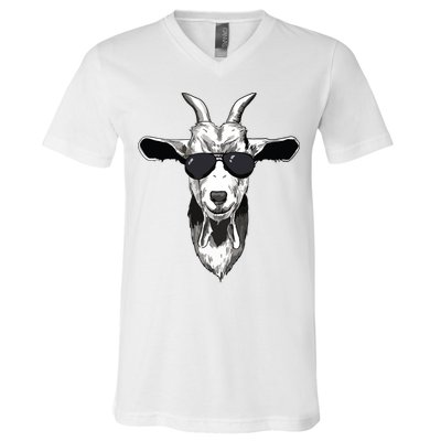 Goat With Sunglasses V-Neck T-Shirt