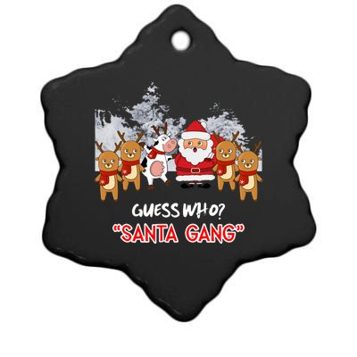 Guess Who Santa Gang And Cow Ceramic Star Ornament