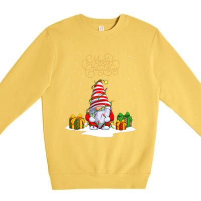 Gnome With Snow Xmas Funny Merry Christmas Premium Crewneck Sweatshirt