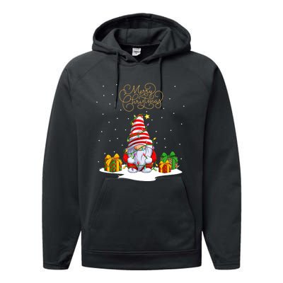 Gnome With Snow Xmas Funny Merry Christmas Performance Fleece Hoodie