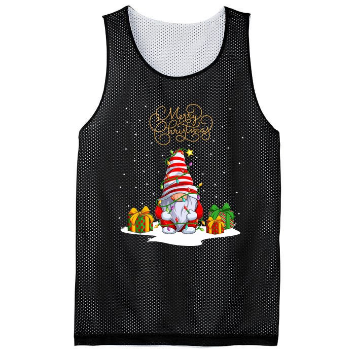 Gnome With Snow Xmas Funny Merry Christmas Mesh Reversible Basketball Jersey Tank