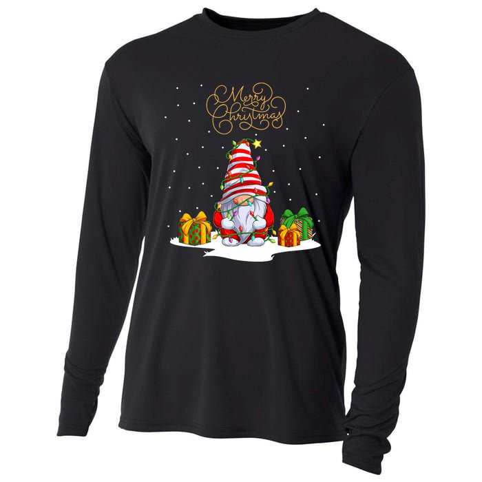 Gnome With Snow Xmas Funny Merry Christmas Cooling Performance Long Sleeve Crew