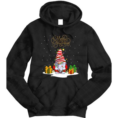 Gnome With Snow Xmas Funny Merry Christmas Tie Dye Hoodie