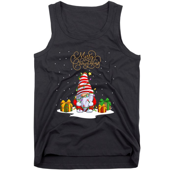 Gnome With Snow Xmas Funny Merry Christmas Tank Top