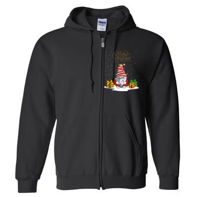 Gnome With Snow Xmas Funny Merry Christmas Full Zip Hoodie