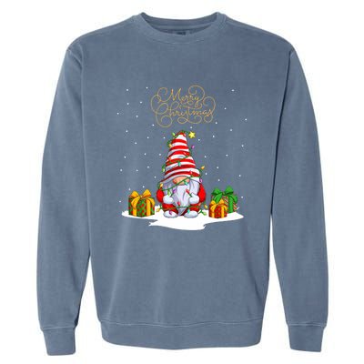 Gnome With Snow Xmas Funny Merry Christmas Garment-Dyed Sweatshirt