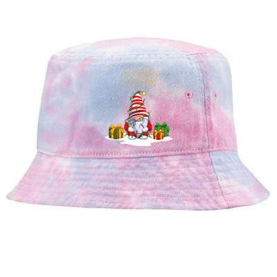 Gnome With Snow Xmas Funny Merry Christmas Tie-Dyed Bucket Hat