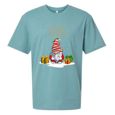 Gnome With Snow Xmas Funny Merry Christmas Sueded Cloud Jersey T-Shirt