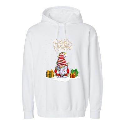 Gnome With Snow Xmas Funny Merry Christmas Garment-Dyed Fleece Hoodie