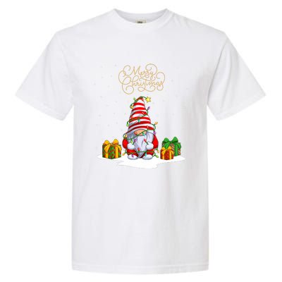 Gnome With Snow Xmas Funny Merry Christmas Garment-Dyed Heavyweight T-Shirt