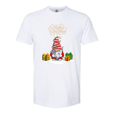 Gnome With Snow Xmas Funny Merry Christmas Softstyle CVC T-Shirt