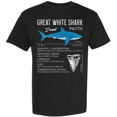 Great White Shark Facts Educational Shark Lover Sharks Tooth Garment-Dyed Heavyweight T-Shirt