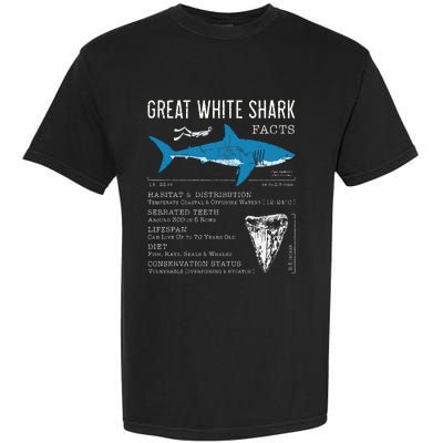 Great White Shark Facts Educational Shark Lover Sharks Tooth Garment-Dyed Heavyweight T-Shirt