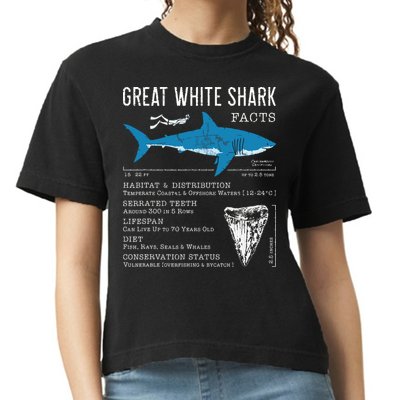 Great White Shark Facts Educational Shark Lover Sharks Tooth Comfort Colors Boxy T-Shirt