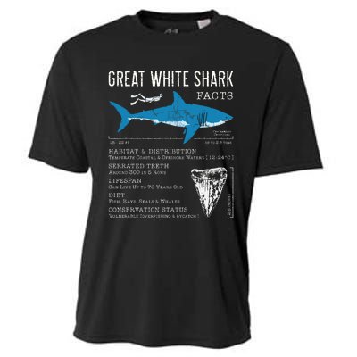 Great White Shark Facts Educational Shark Lover Sharks Tooth Cooling Performance Crew T-Shirt