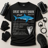 Great White Shark Facts Educational Shark Lover Sharks Tooth Cooling Performance Crew T-Shirt