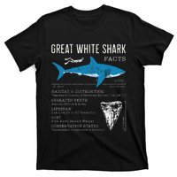 Great White Shark Facts Educational Shark Lover Sharks Tooth T-Shirt