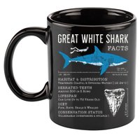 Great White Shark Facts Educational Shark Lover Sharks Tooth 11oz C Handle Ceramic Mug
