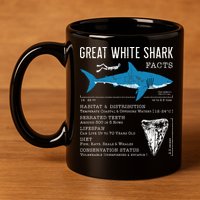 Great White Shark Facts Educational Shark Lover Sharks Tooth 11oz C Handle Ceramic Mug