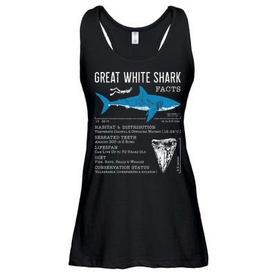 Great White Shark Facts Educational Shark Lover Sharks Tooth Ladies Essential Flowy Tank