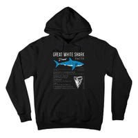 Great White Shark Facts Educational Shark Lover Sharks Tooth Tall Hoodie