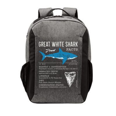 Great White Shark Facts Educational Shark Lover Sharks Tooth Vector Backpack