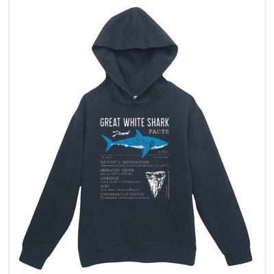 Great White Shark Facts Educational Shark Lover Sharks Tooth Urban Pullover Hoodie