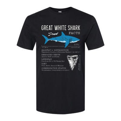 Great White Shark Facts Educational Shark Lover Sharks Tooth Softstyle CVC T-Shirt