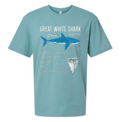 Great White Shark Facts Educational Shark Lover Sharks Tooth Sueded Cloud Jersey T-Shirt