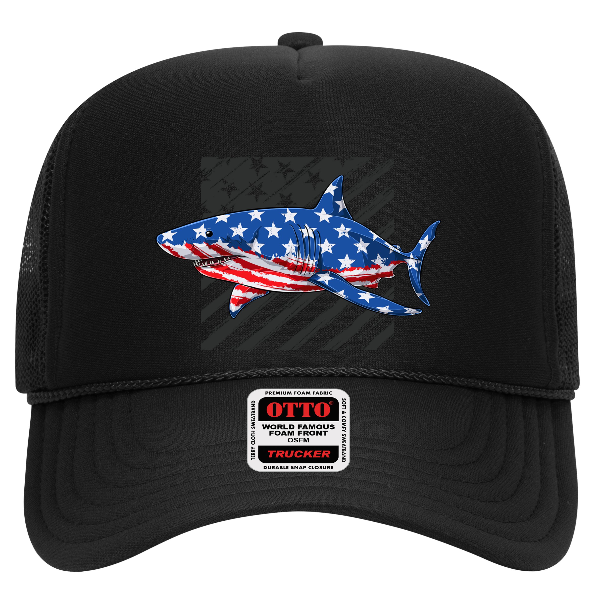 Great White Shark USA Flag Week Sharks Hat
