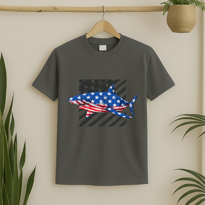 Great White Shark USA Flag Week Sharks T-Shirt