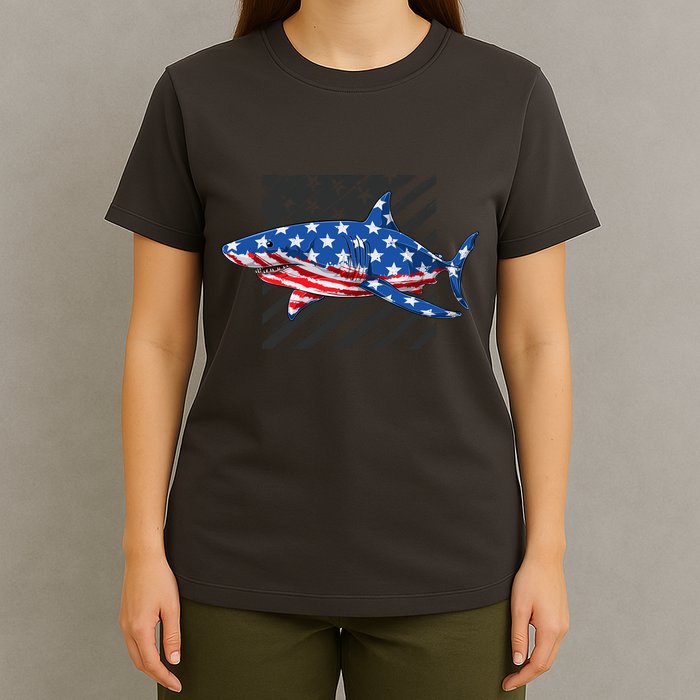 Great White Shark USA Flag Week Sharks T-Shirt