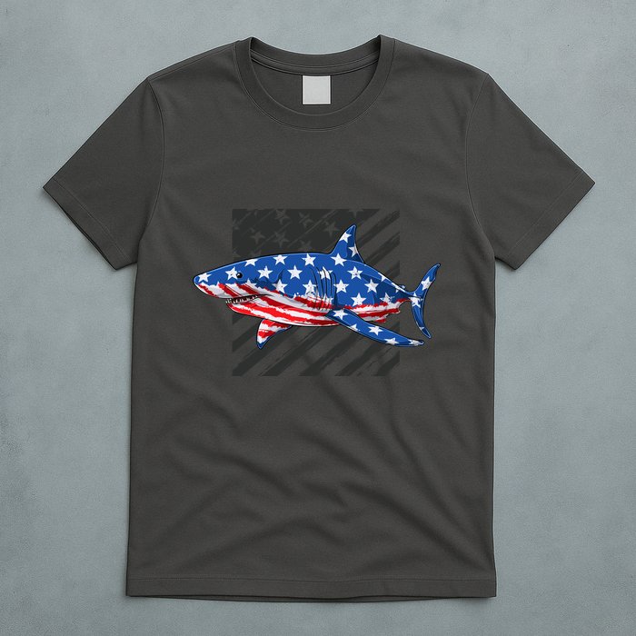 Great White Shark USA Flag Week Sharks T-Shirt