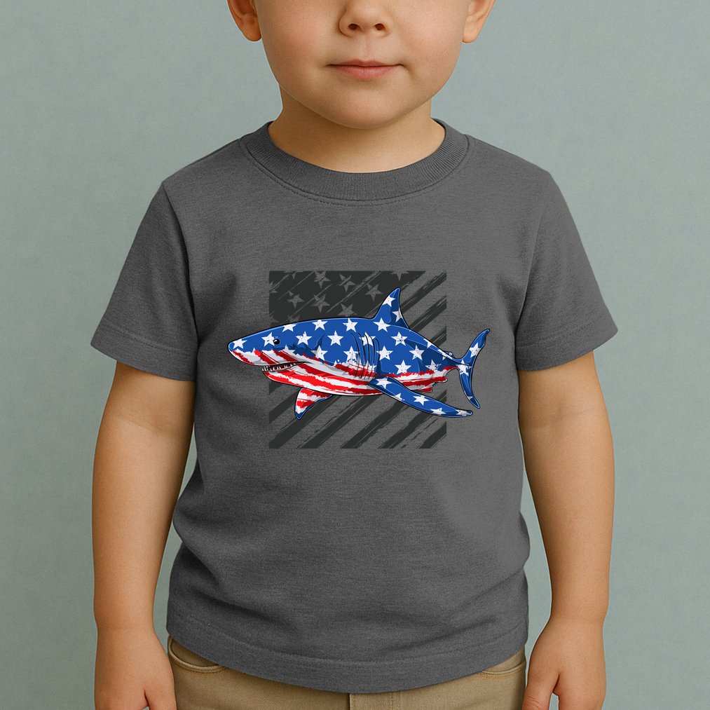 Great White Shark USA Flag Week Sharks Toddler T-Shirt