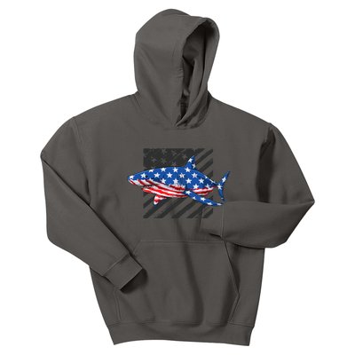 Great White Shark USA Flag Week Sharks Kids Hoodie