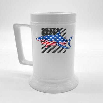 Great White Shark USA Flag Week Sharks Beer Stein