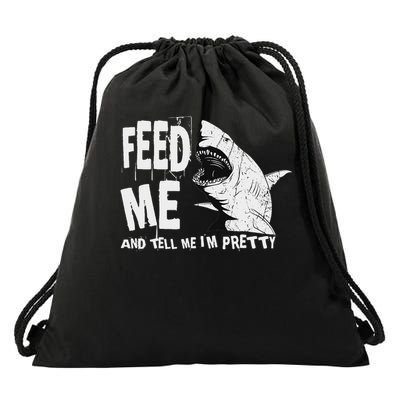 Great White Shark Feed Me Largest Predator Ocean Biologists Drawstring Bag