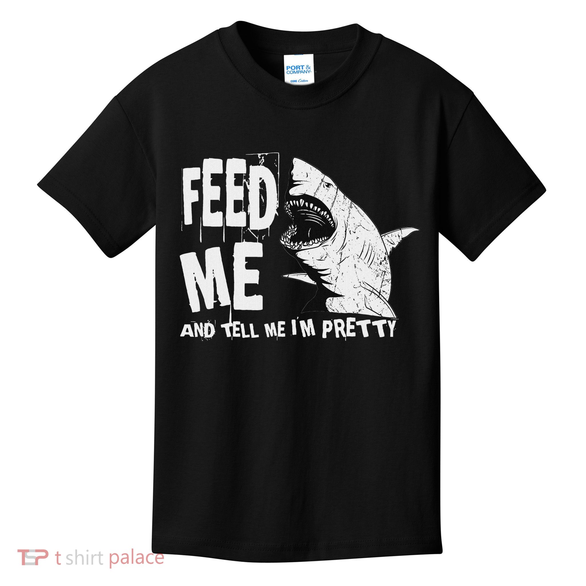 Great White Shark Feed Me Largest Predator Ocean Biologists Kids T-Shirt