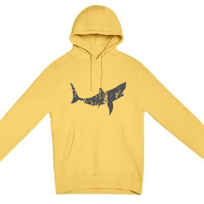 Great White Shark Vintage Design Great White Shark Print Premium Pullover Hoodie