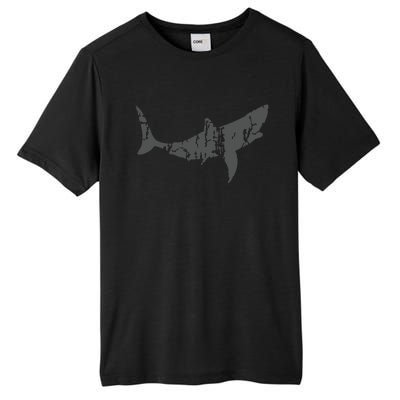 Great White Shark Vintage Design Great White Shark Print Tall Fusion ChromaSoft Performance T-Shirt