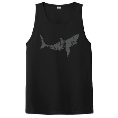 Great White Shark Vintage Design Great White Shark Print PosiCharge Competitor Tank