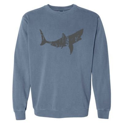 Great White Shark Vintage Design Great White Shark Print Garment-Dyed Sweatshirt