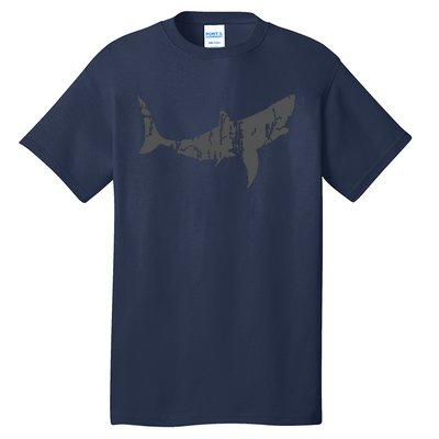 Great White Shark Vintage Design Great White Shark Print Tall T-Shirt