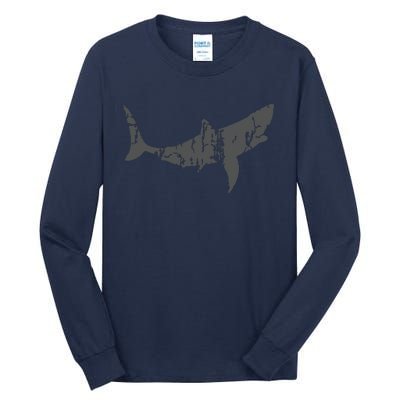 Great White Shark Vintage Design Great White Shark Print Tall Long Sleeve T-Shirt