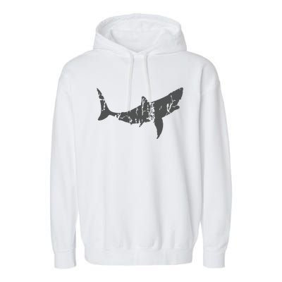 Great White Shark Vintage Design Great White Shark Print Garment-Dyed Fleece Hoodie