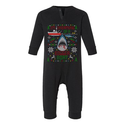 Great White Shark Fishing Ugly Christmas Sweater Party Cool Gift Infant Fleece One Piece