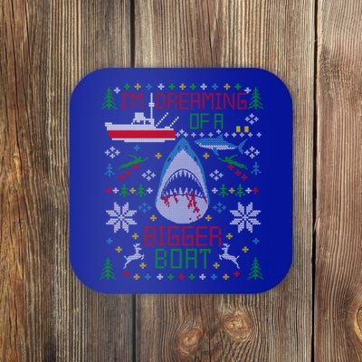 Great White Shark Fishing Ugly Christmas Sweater Party Cool Gift Coaster