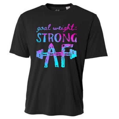 Goal Weight Strong AF Workout Motivational Cooling Performance Crew T-Shirt