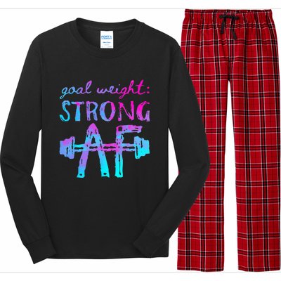 Goal Weight Strong AF Workout Motivational Long Sleeve Pajama Set